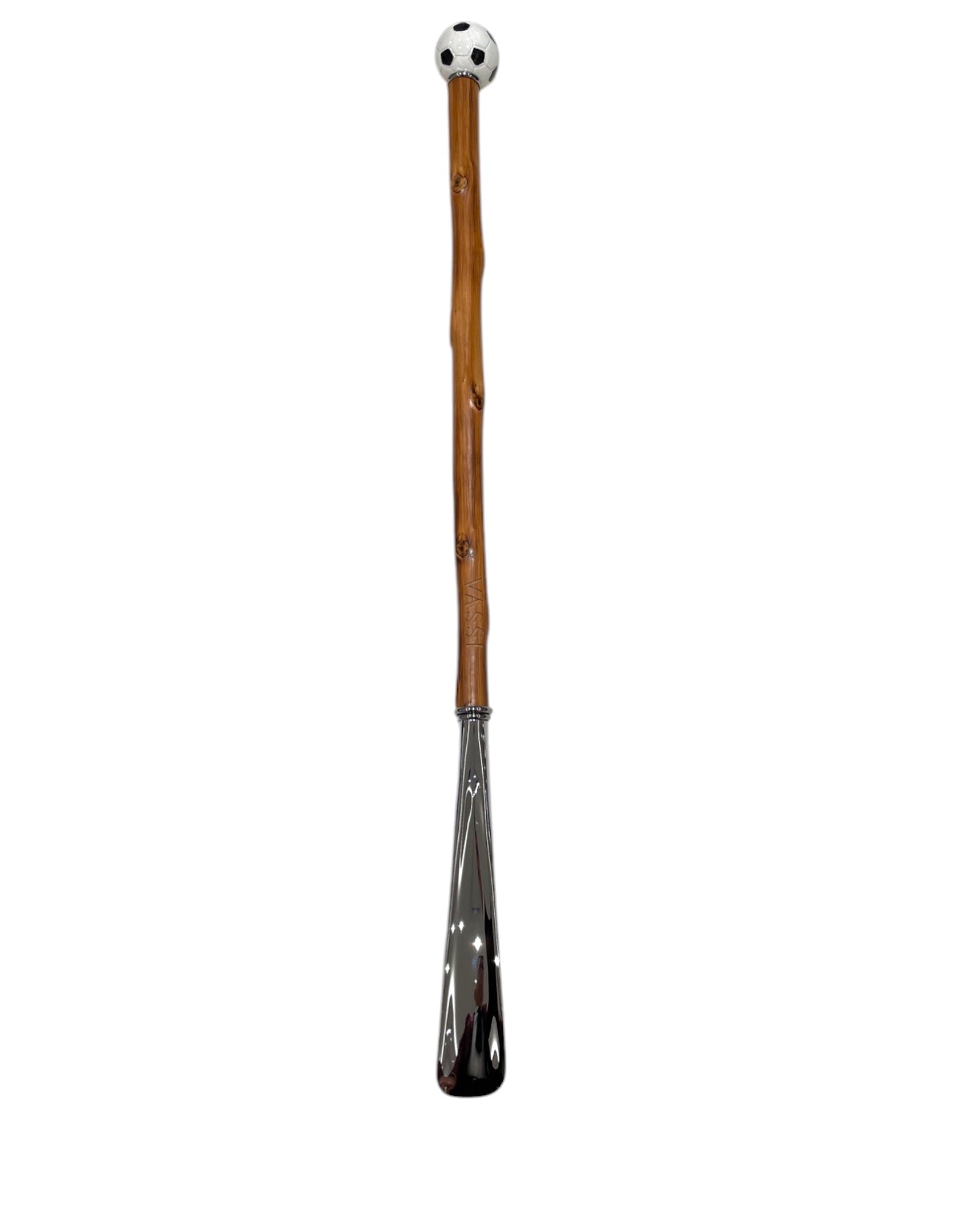 Black & White Soccer Ball Long Handled Shoehorn - Chestnut