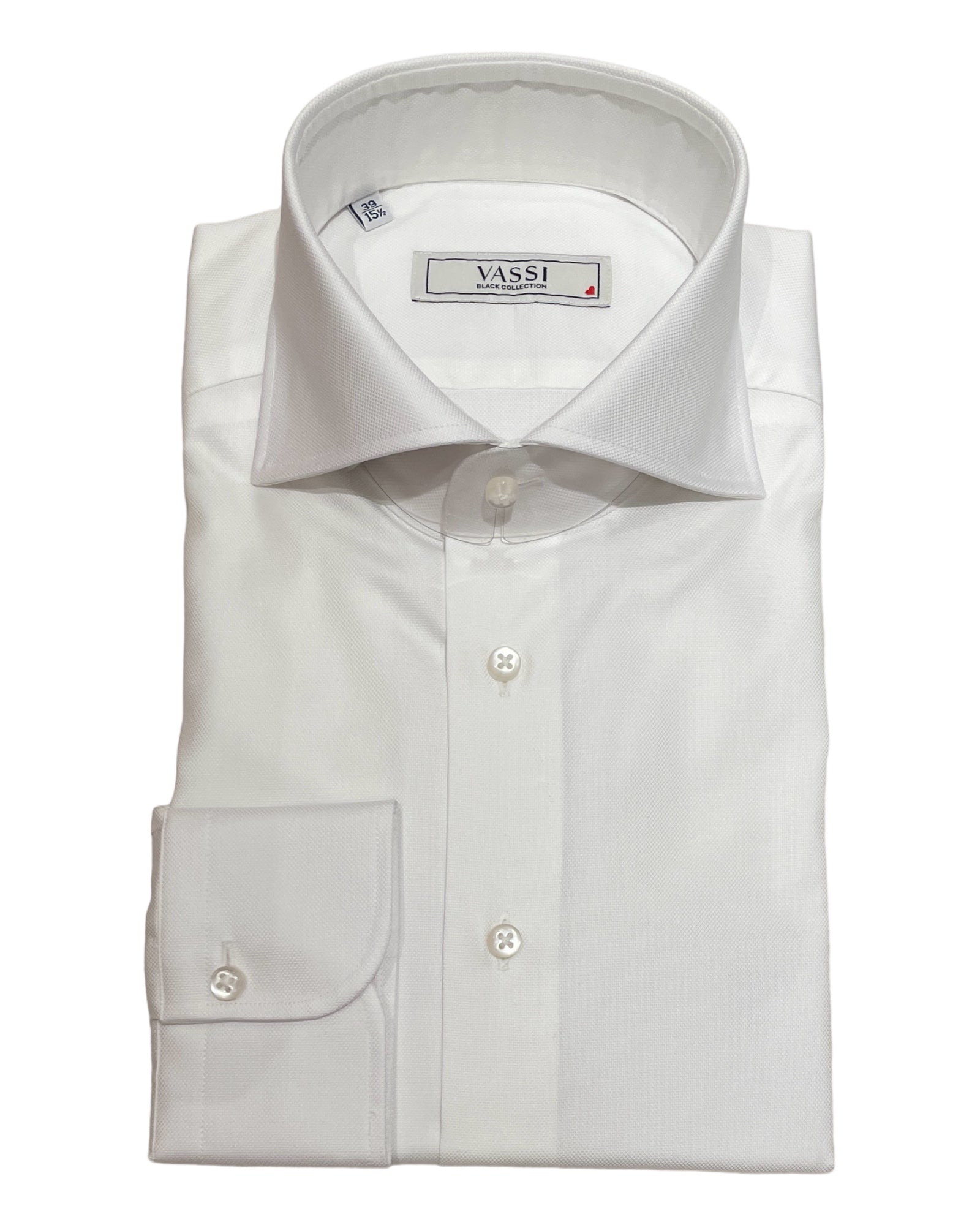Milan Essential Semi-Spread Collar Dress Shirt - White Houndstooth DRESS SHIRTS15.5