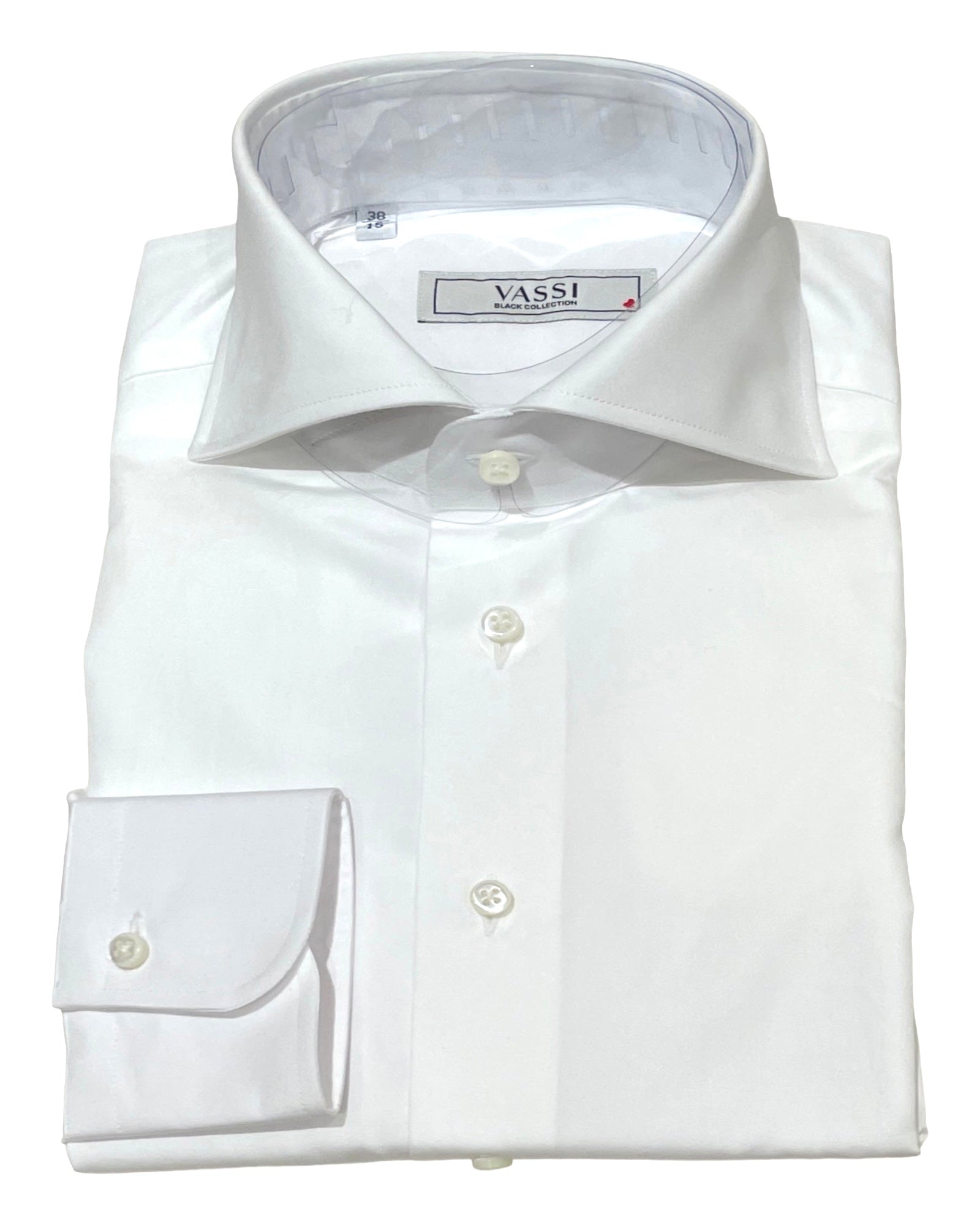 Essential Semi-Spread Collar Dress Shirt, 2 Ply Super 120 -Plain White DRESS SHIRTS15