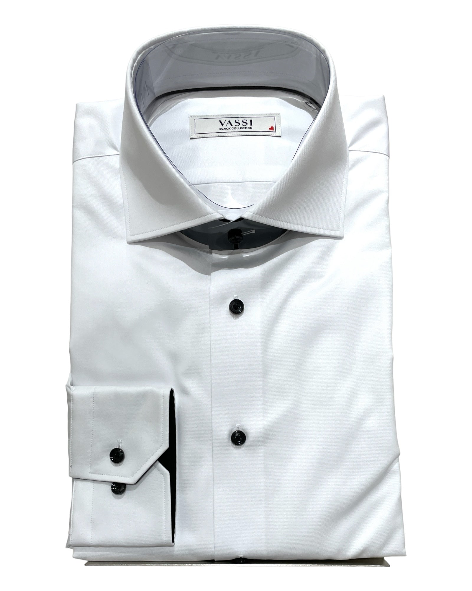 Semi-Formal Shirt - White, Black Buttons, Black Trim DRESS SHIRTS41