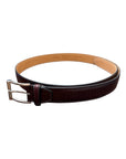Artisanal hand-dyed leather belt with diagonal engraving, airbrushed shading - Burgundy BELTS46