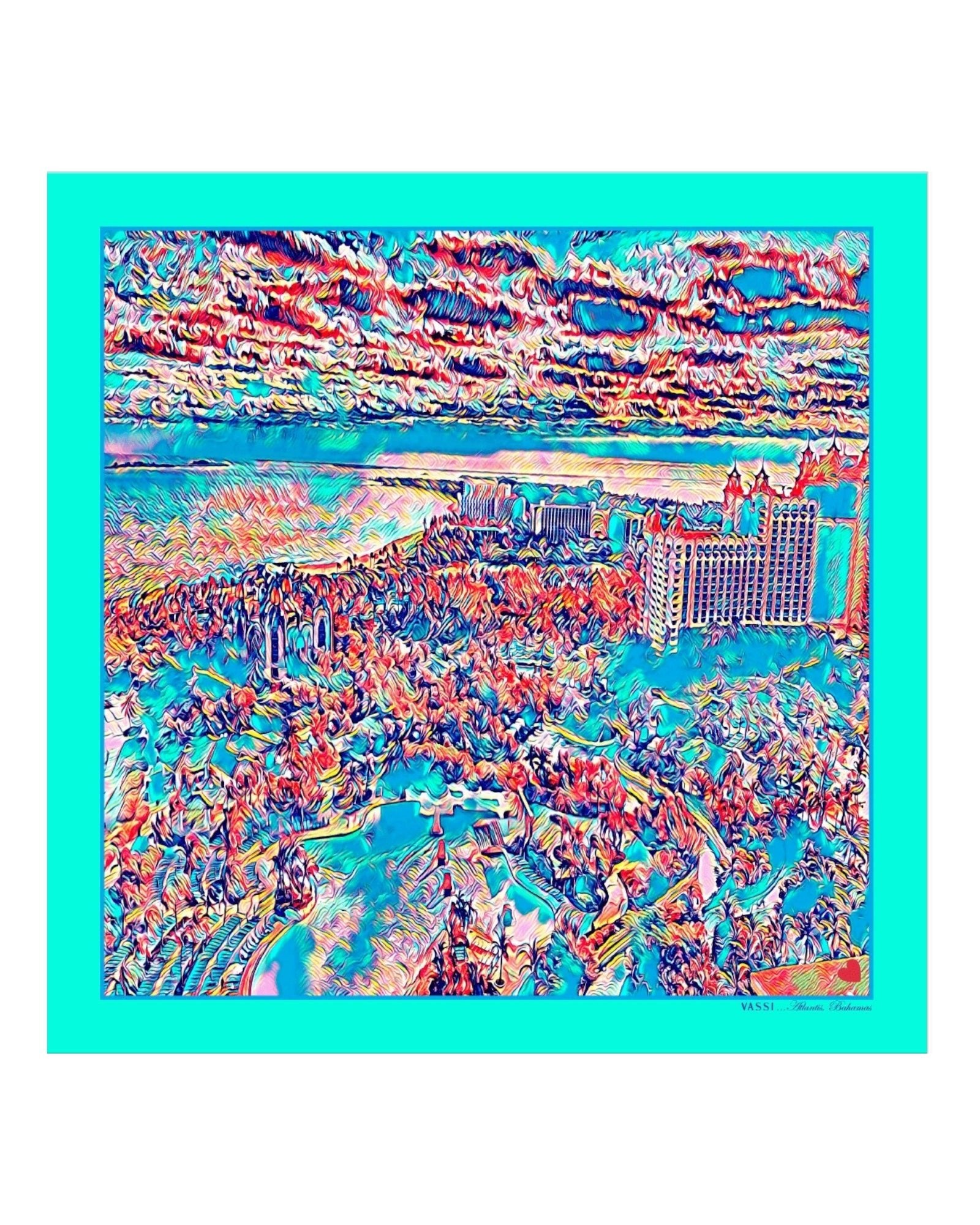 Atlantis Silk Pocket Square - Horizons Pocket SquareTurquoise