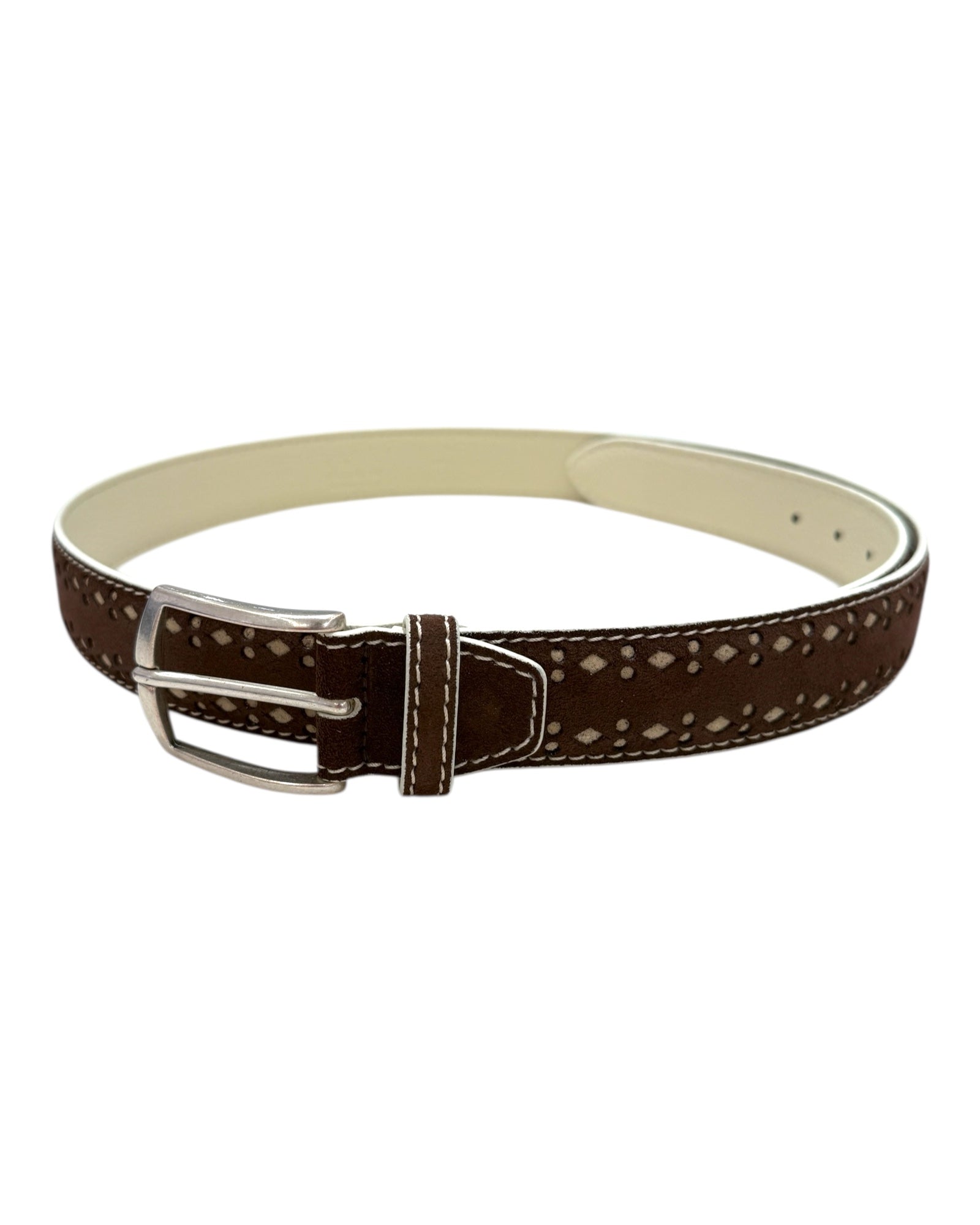 Brown Calf with Contrast Sand Engraving + Iceberg Bull BELTS46