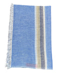 Cashmere & Linen Scarf - Blue with Mustard & Navy Stripes SCARVES