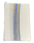 Cashmere & Linen Scarf - Off White with Mustard & Blue Stripes SCARVES
