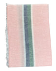 Cashmere & Linen Scarf - Pink with Green & Navy Stripes SCARVES