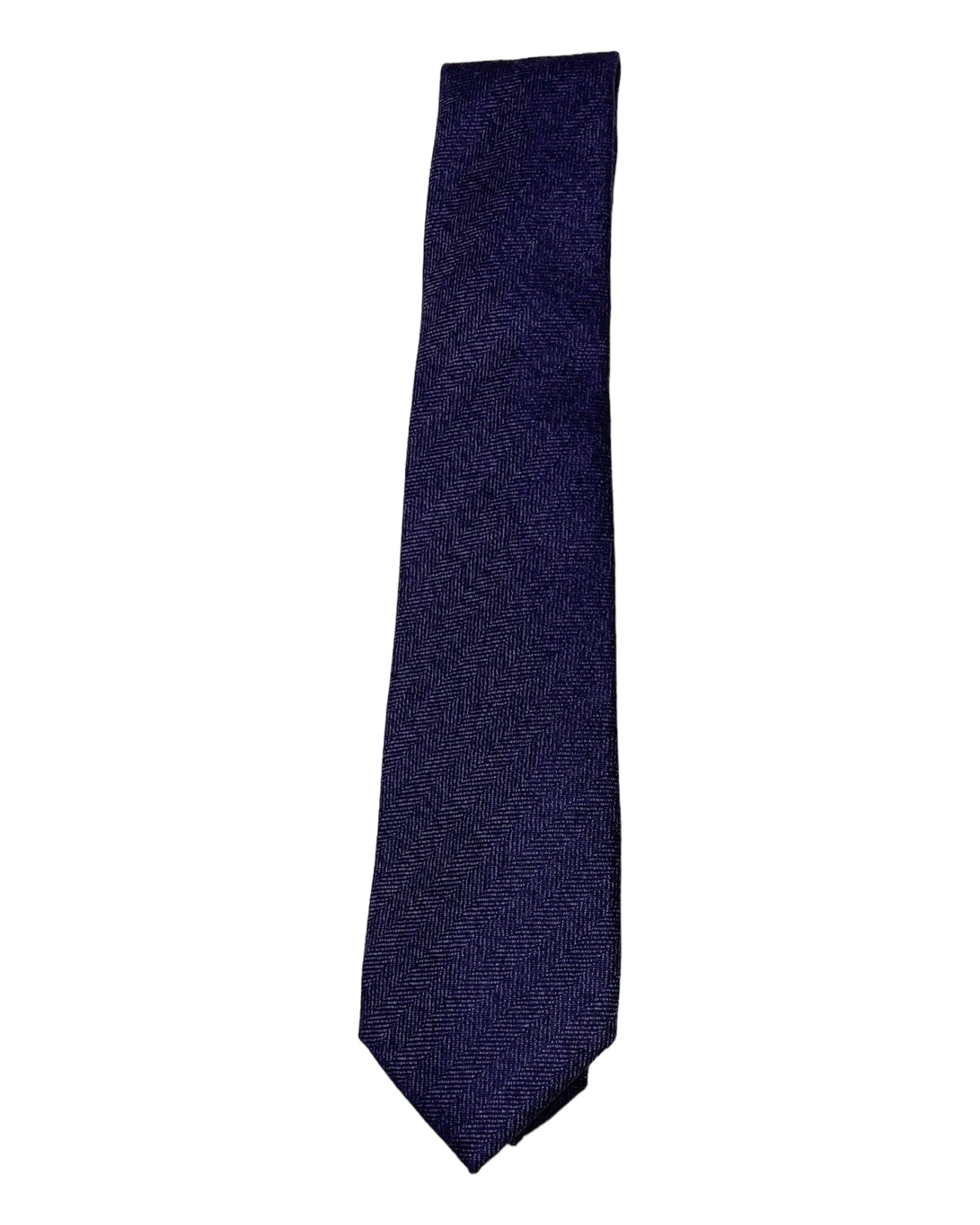 Pure Cashmere Fishbone Seven-Fold Necktie TIESDark Purple