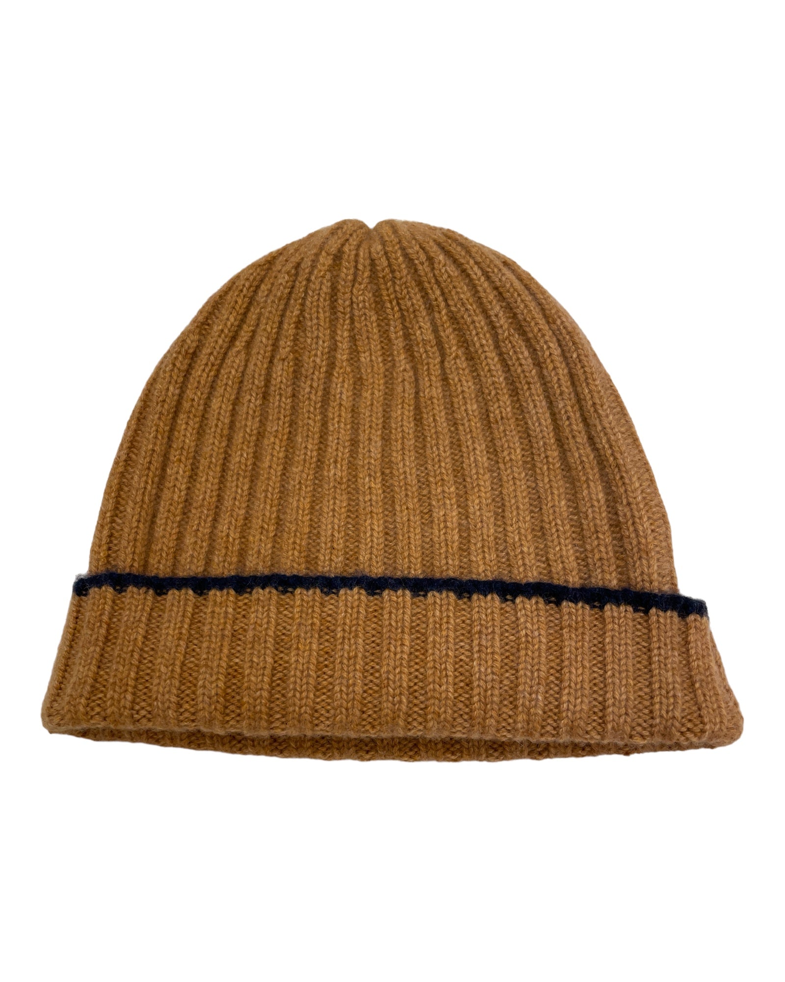 Cashmere Knit Beanie with Contrasting- trim detail TOQUEMarch Brown-Ink Well