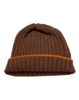 Cashmere Knit Beanie with Contrasting- trim detail TOQUEHazelnut-Nasturtium