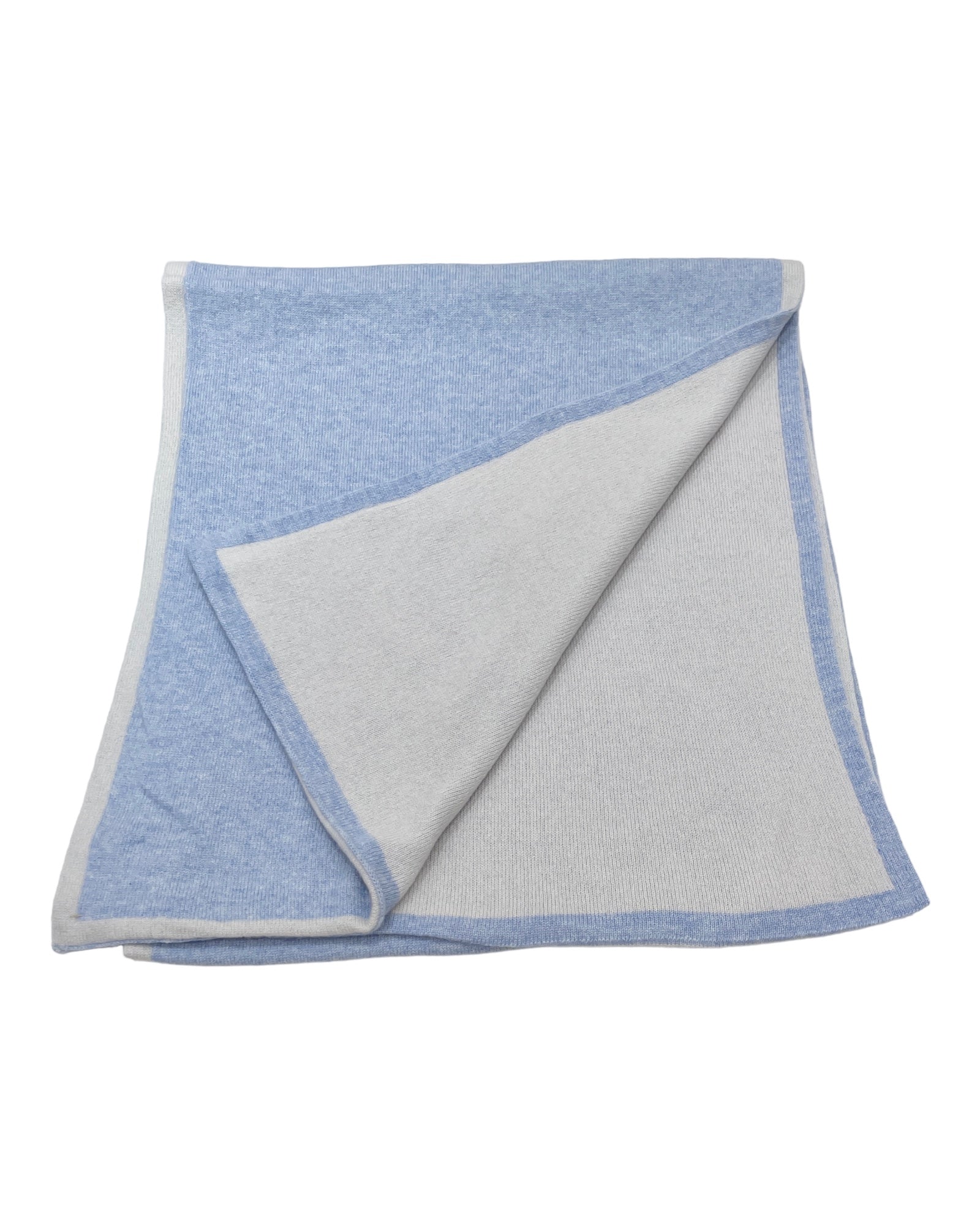PURE CASHMERE DOUBLE FACE SCARF SCARVESLight Blue-Winter White