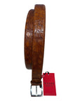 Crocodile belt - Tamponato Brown with Polished Brass Buckle BELTS46