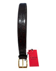 Crocodile belt - Tamponato Dark Brown with Gold Buckle BELTS46
