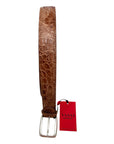 Crocodile belt - Tamponato Washed Brown with Matt Brass Buckle BELTS46