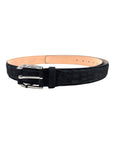 Crocodile belt - Washed Black with Polished Brass Silver Buckle BELTS46