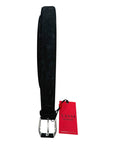 Crocodile belt - Washed Black with Polished Brass Silver Buckle BELTS46