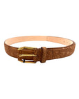 Crocodile belt - Washed Brown with Polished Brass Gold Buckle BELTS46