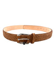 Crocodile belt - Washed Brown with Polished Brass Silver Buckle BELTS46