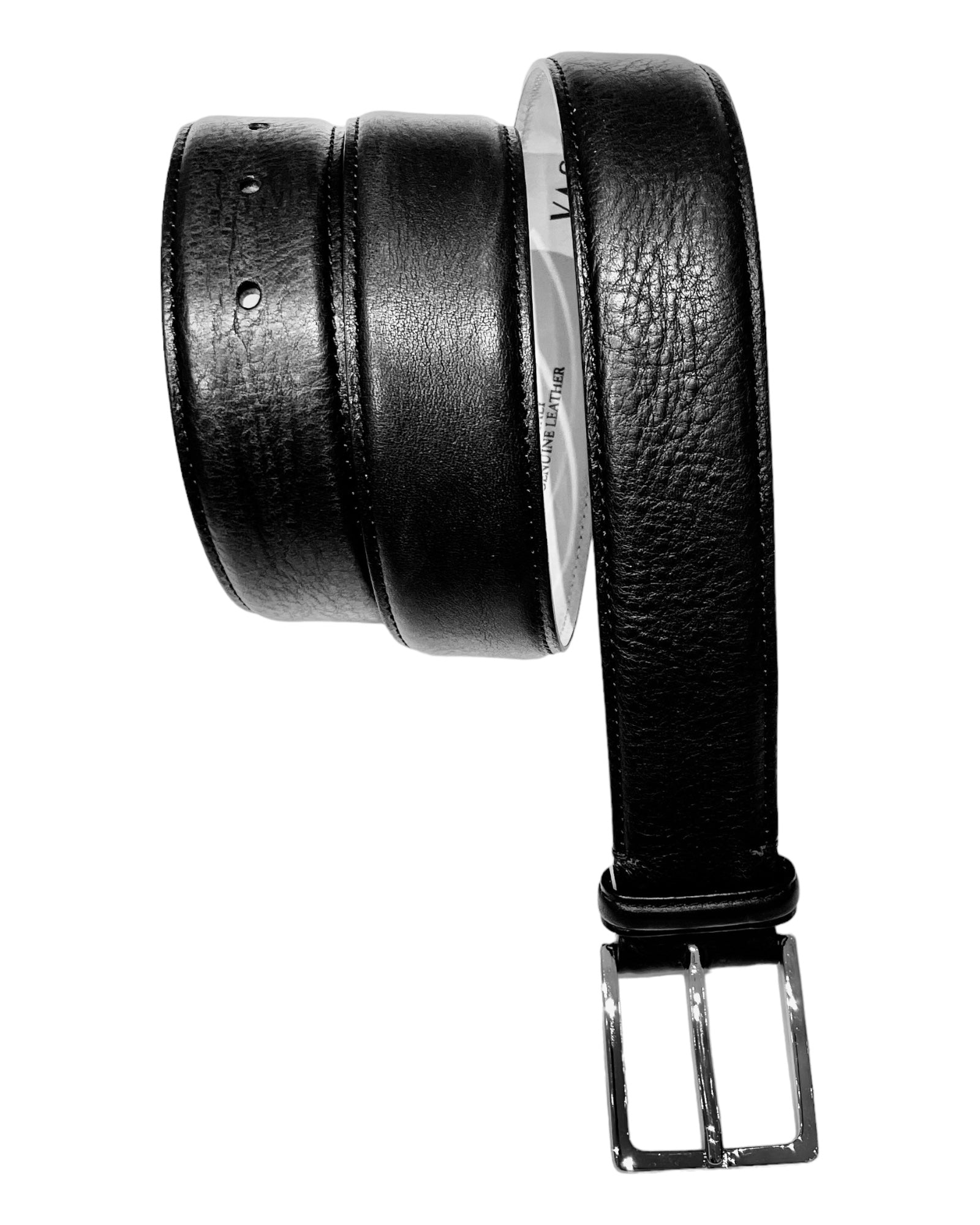 Deerskin Leather Belt - Matte Black, Silver Buckle BELTS36