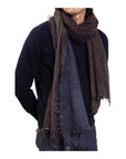 DEGRADÈ SCARF IN PURE CASHMERE - Blue/Brown SCARVES