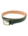 Green Calf Leather Belt with Bold Contrast Stitching - Gold Buckle BELTS46