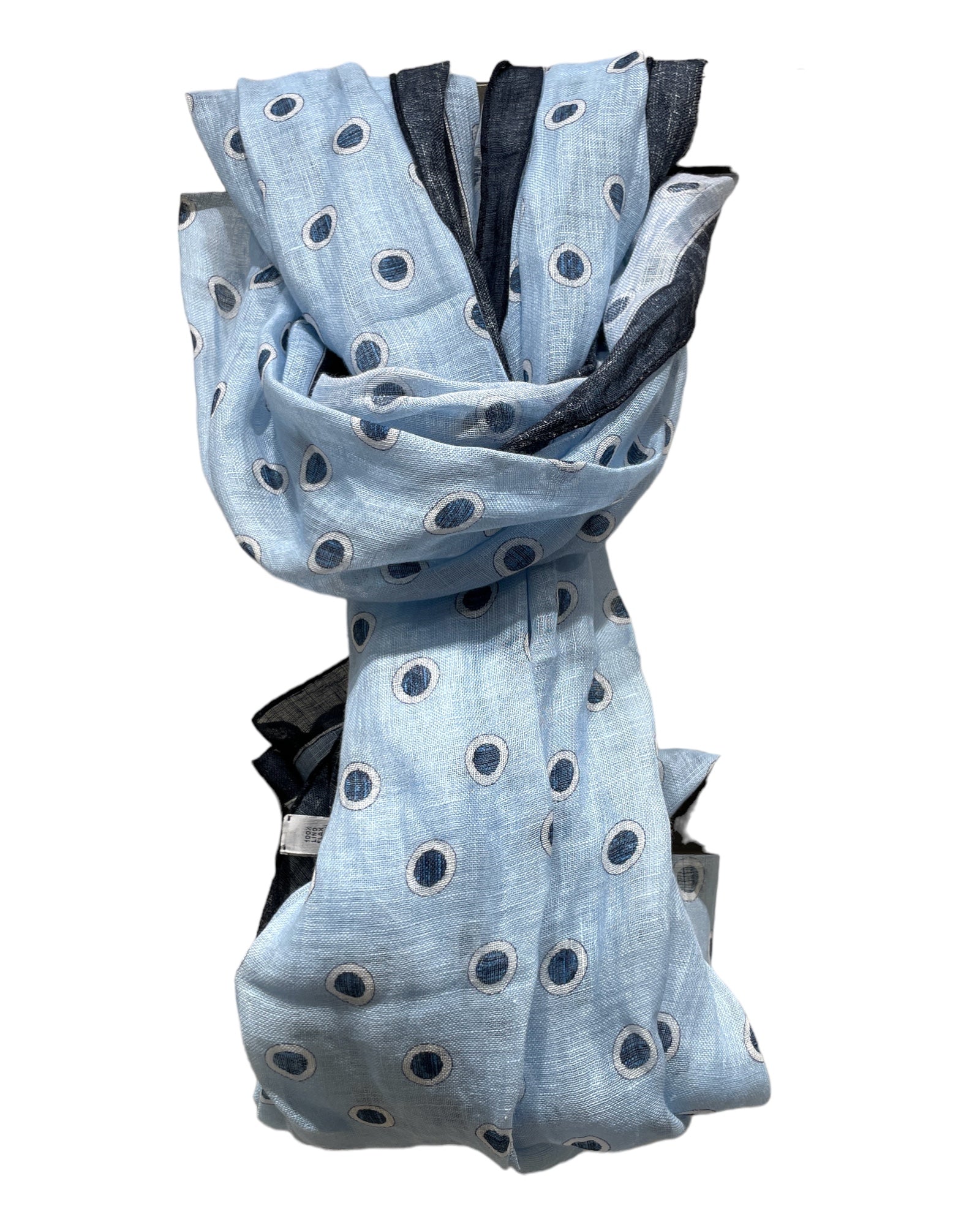 Linen Scarf - Blue with Dark Blue Circles SCARVESMember Price $225