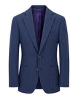 Navy Blue Houndstooth Jersey Blazer - Loro Piana Wool Attitude JACKETS38S