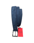 Nubuck Calf Leather Belt with Vienna Embossing - Blue BELTS44