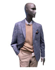 Plaid Alpaca Blazer - Blue Steel with Taupe Windowpane