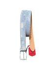 Suede Belt with Distressed Jeans Effect - Blue BELTS44