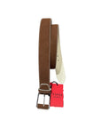 Suede Belt with Elephant Embossing & Hand Covered Buckle - Light Brown/Beige BELTS44