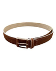 Suede Belt with Elephant Embossing & Hand Covered Buckle - Light Brown/Beige BELTS44