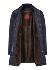VASSI 3/4 Coat Loro Piana Storm System™ with Removable Nutria Lining - Midnight Blue OUTERWEAR50 EU
