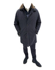 VASSI 3/4 Coat Loro Piana Storm System™ with Shearling Lining - Midnight Blue OUTERWEAR50 EU
