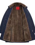 VASSI 3/4 Coat Loro Piana Storm System™ with Shearling Lining - Midnight Blue OUTERWEAR50 EU