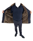VASSI 3/4 Coat Loro Piana Storm System™ with Shearling Lining - Midnight Blue OUTERWEAR50 EU