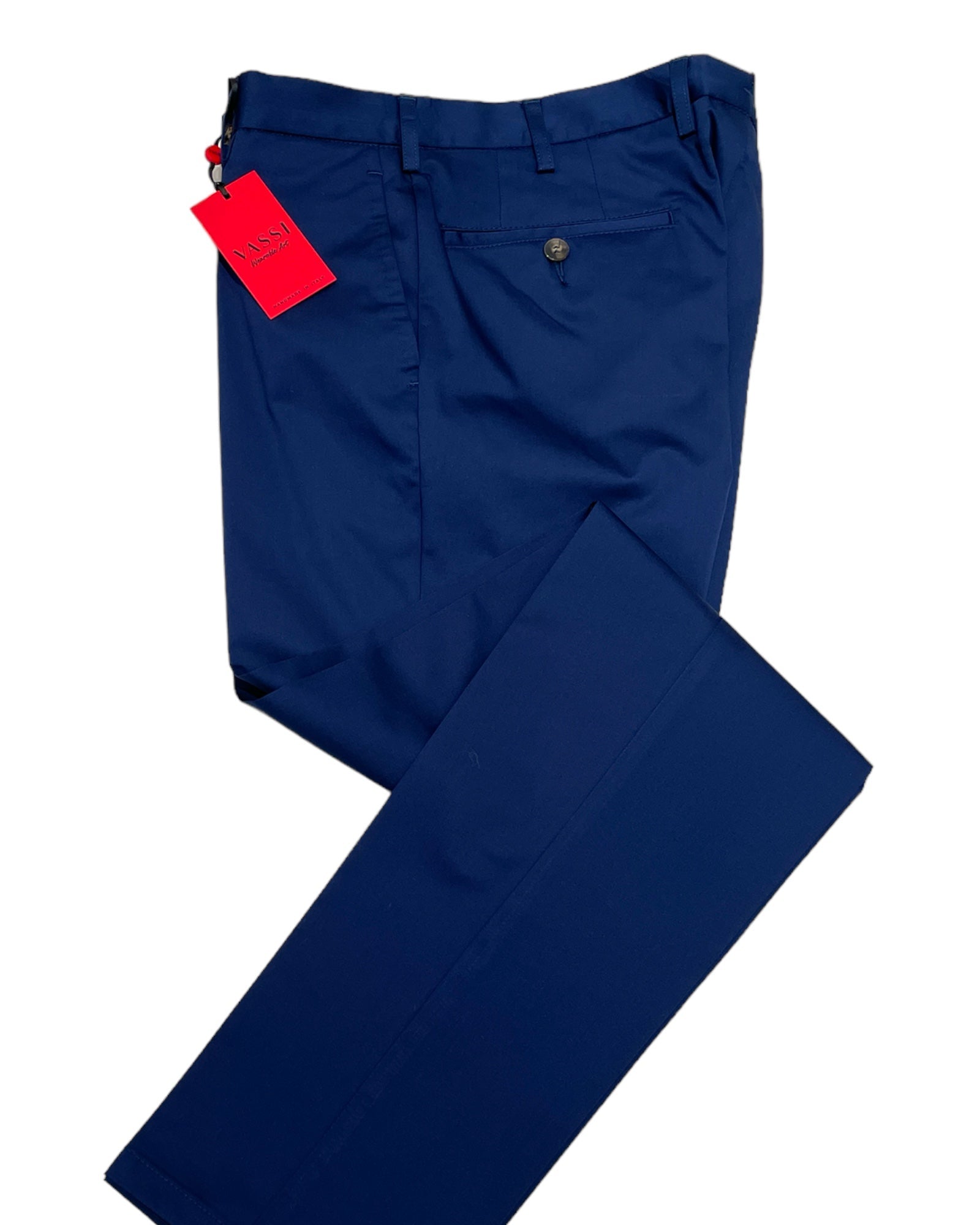 VASSI Flat Front Sartorial Stretch-Cotton Trousers - Navy CASUAL PANTS48 EU