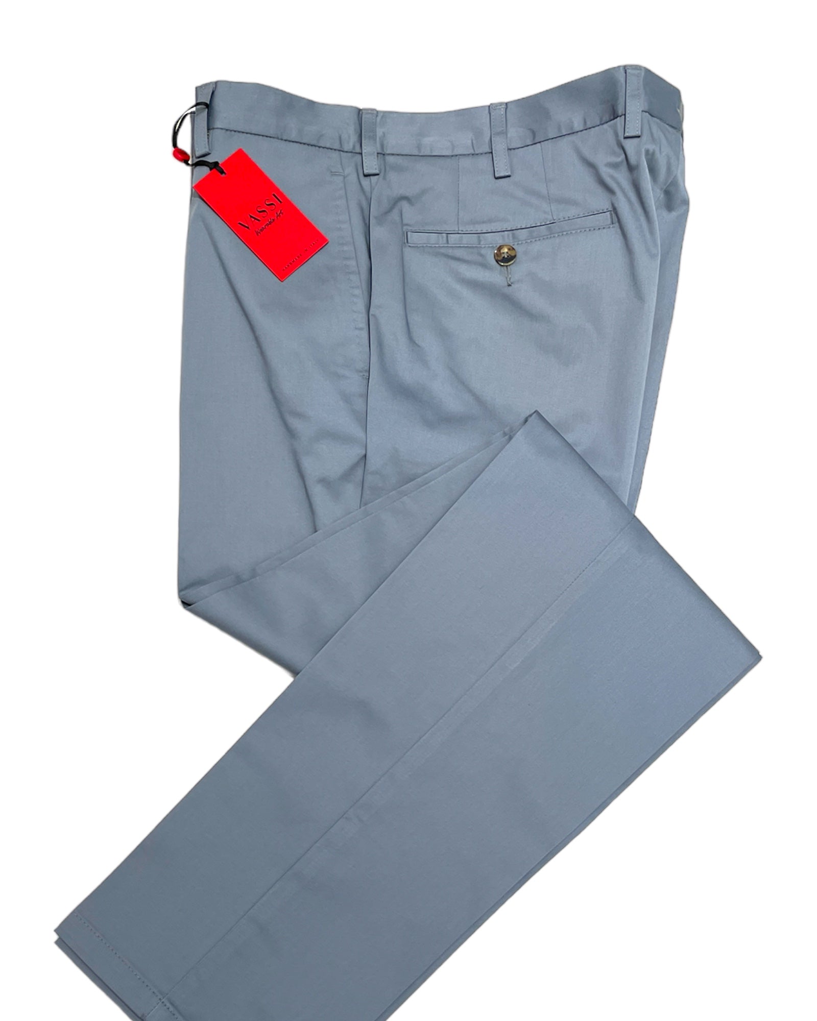 VASSI Flat Front Sartorial Stretch-Cotton Trousers - Steel Grey CASUAL PANTS50 EU