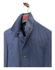 STORM SYSTEM DOESKIN COAT WITH BLUE SUEDE-TRIM, BLUE