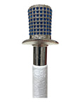 Blue Swarovski Crystals, Top Hat Long Shoehorn - White Leather