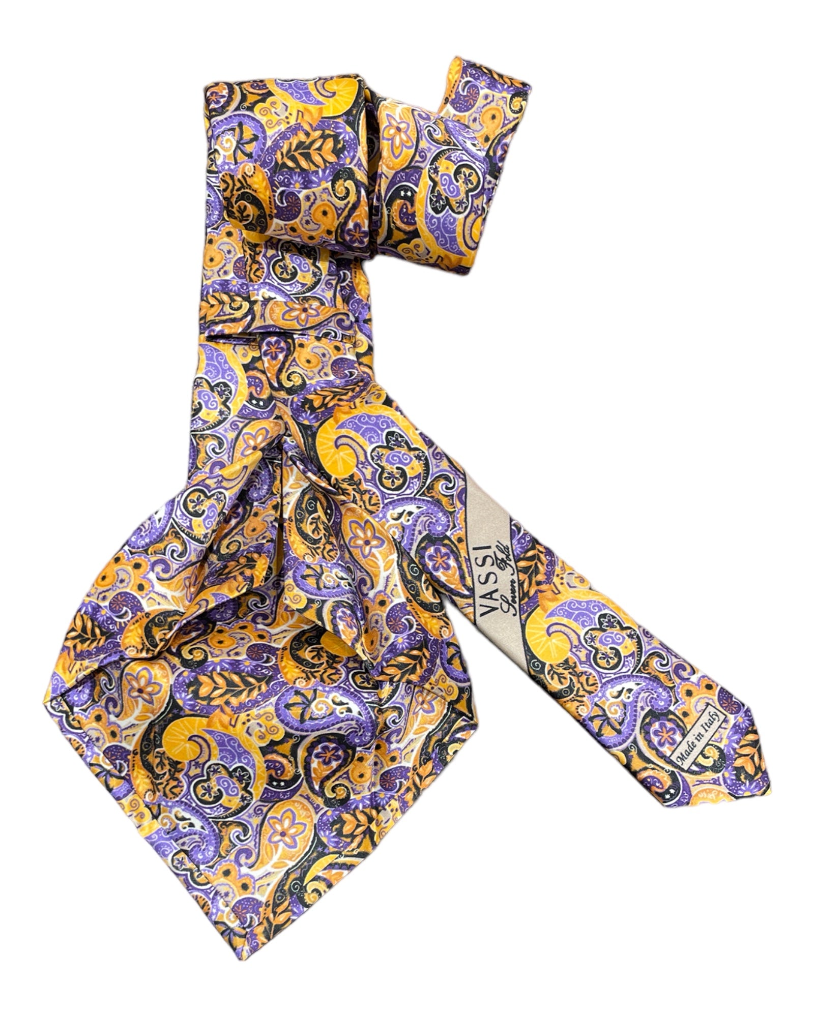 Bold Paisley Seven-Fold Satin Silk Ties TIESYellow