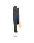 Hand-woven leather belt, with diagnoal pattern- Blue & Brown
