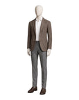 Taupe Houndstooth Jersey Blazer - Loro Piana Wool Attitude
