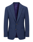 Navy Blue Houndstooth Jersey Blazer - Loro Piana Wool Attitude