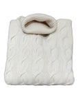Winter White Cashmere Cable Knit Turtleneck Sweater SWEATERS50 EU