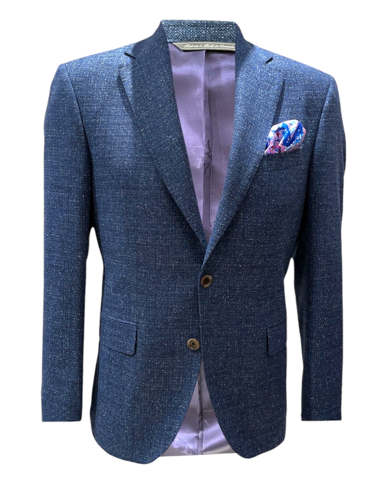 Wool Silk Melange Blazer Blue Grey 42S