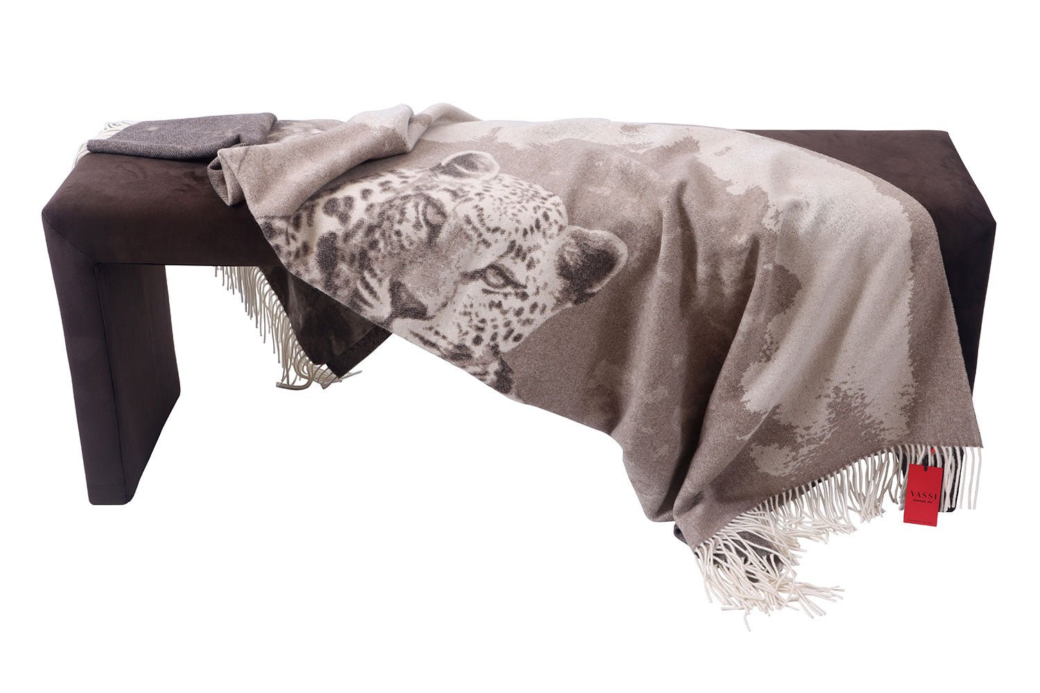 Pure Cashmere Throw -Taupe/Grey Leopard BLANKETS