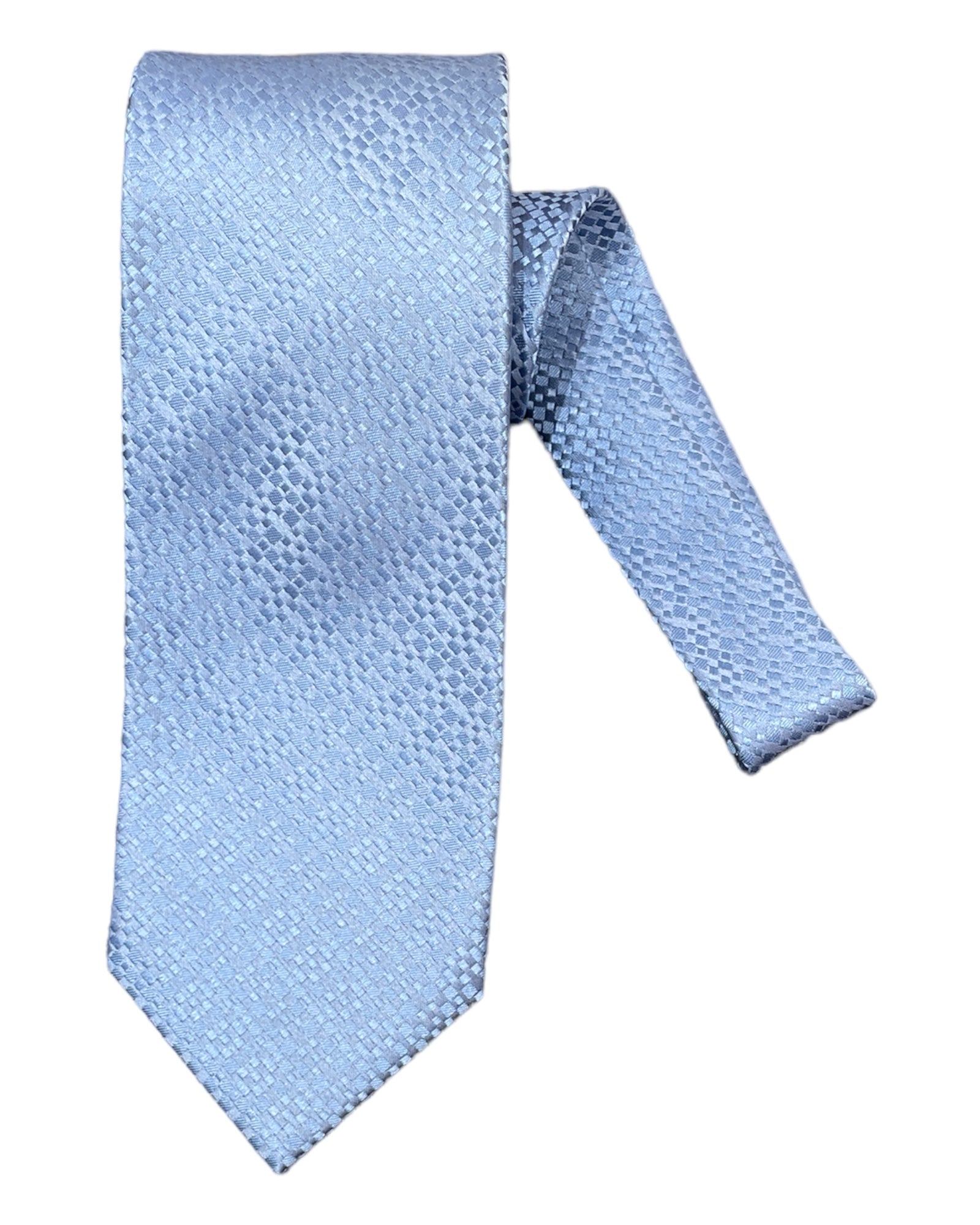 Blue Micro Check Seven-Fold woven Silk Tie TIESBlue