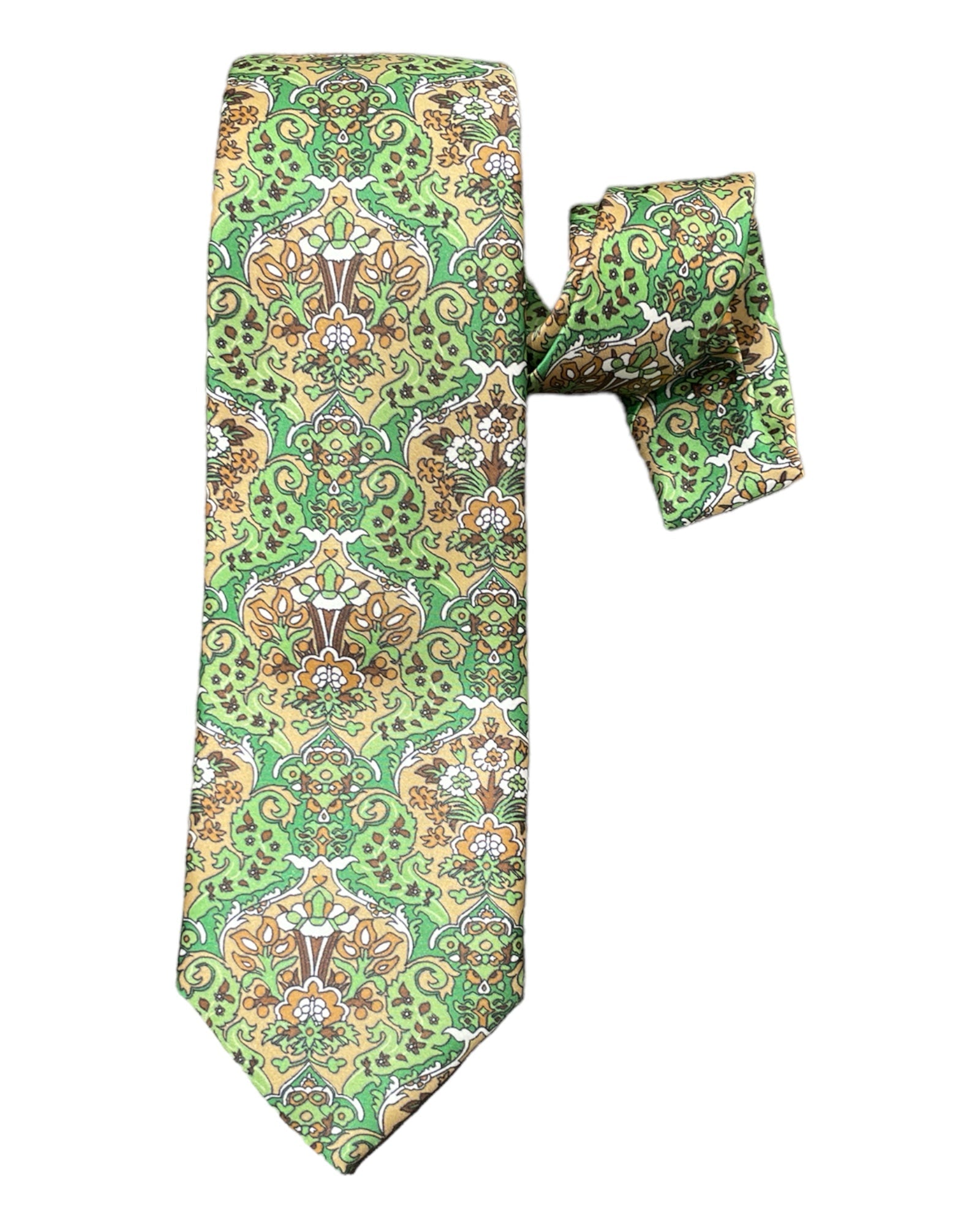 Bold Paisley Seven-Fold Satin Silk Ties TIESGreen