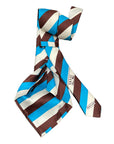 Brown/Blue Striped Seven-Fold Satin Silk Tie TIES