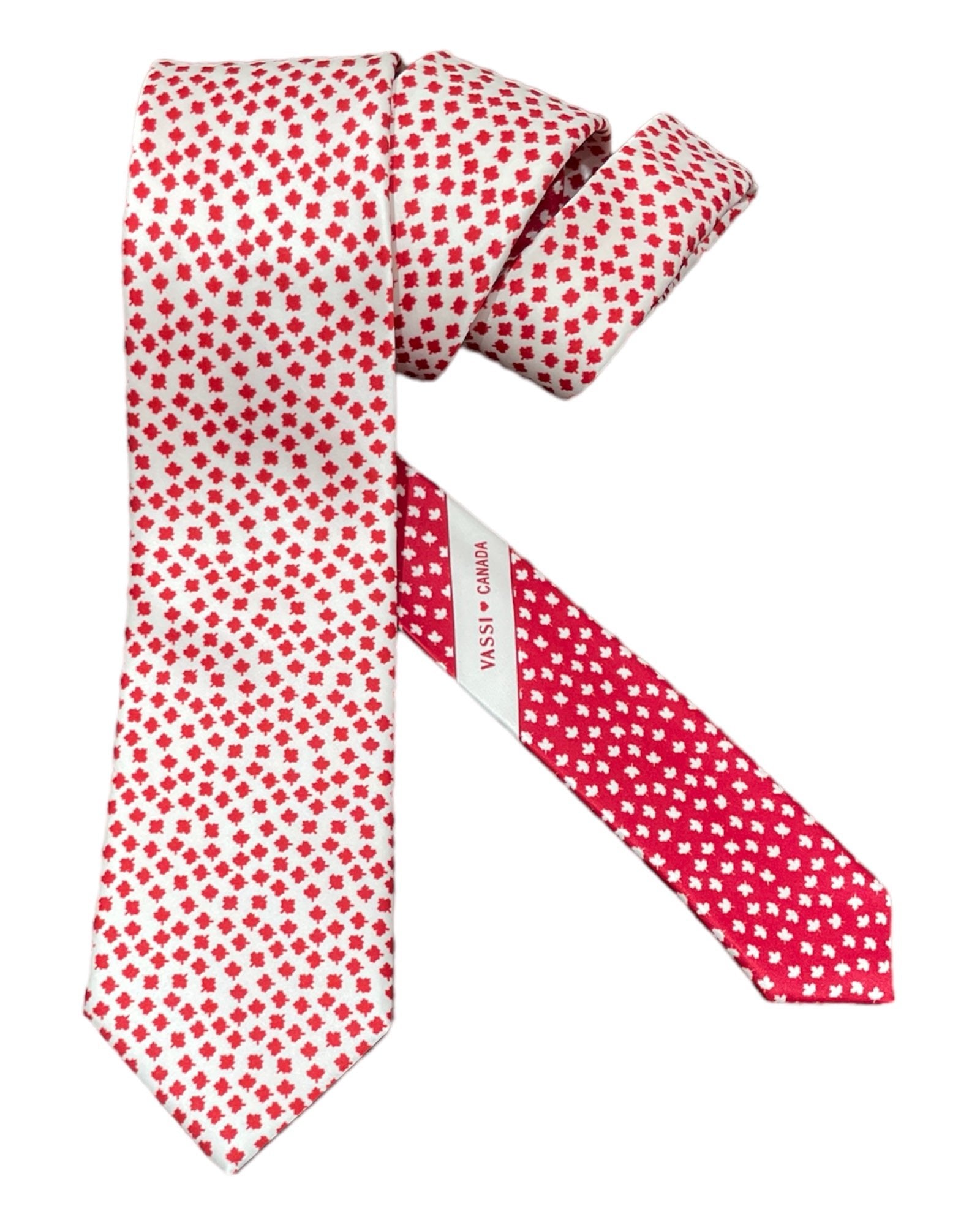 Canadain Flag Satin Silk Ties TIESWhite/Red